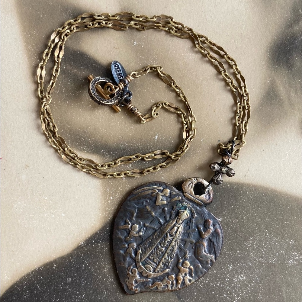 Love Heals brass pendant necklace